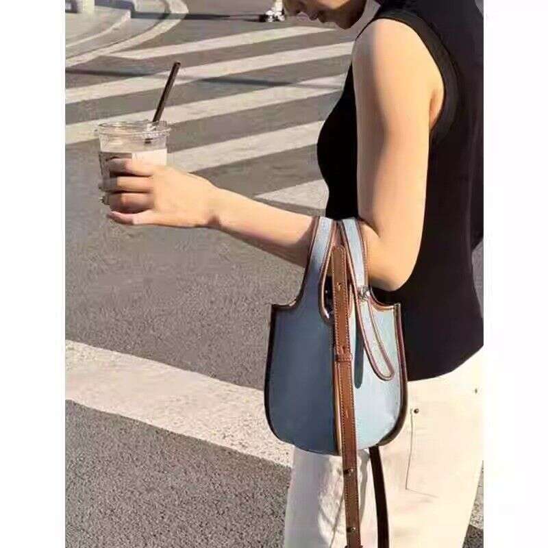 2025 New Niche Denim Handbag Basket High-end Fashion Single Shoulder Crossbody Bucket Bag for Women