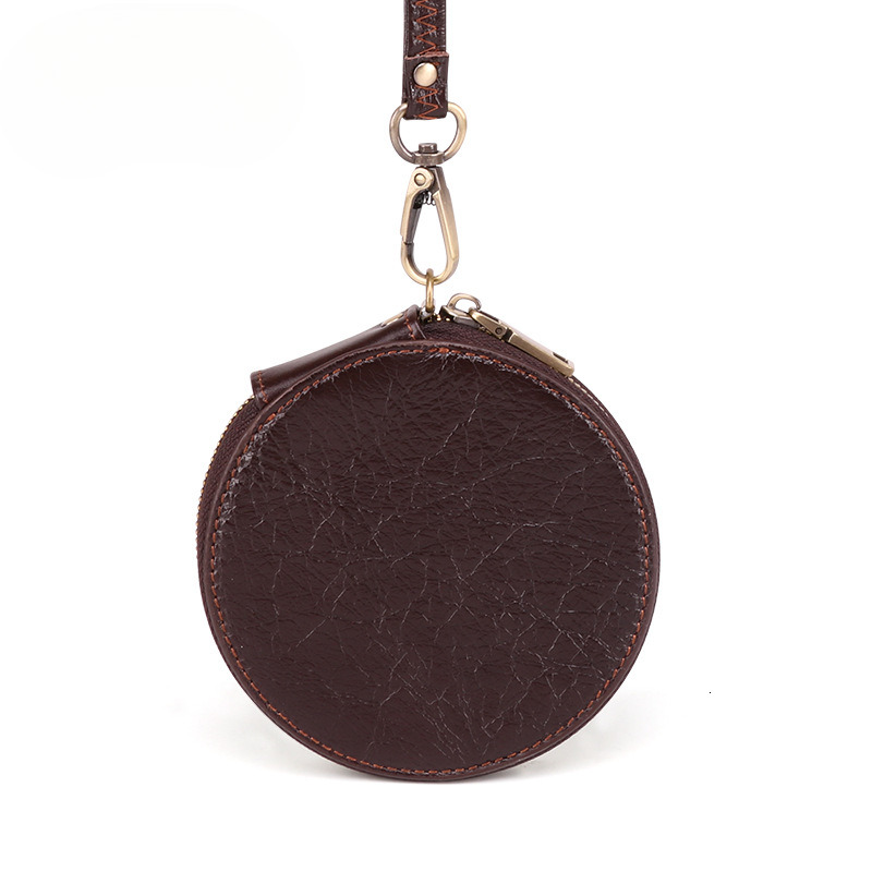 fashion Fashionable leather top layer cowhide coin wallet multi color cute zipper fashion key mini wallet designer fashionable men s key bag