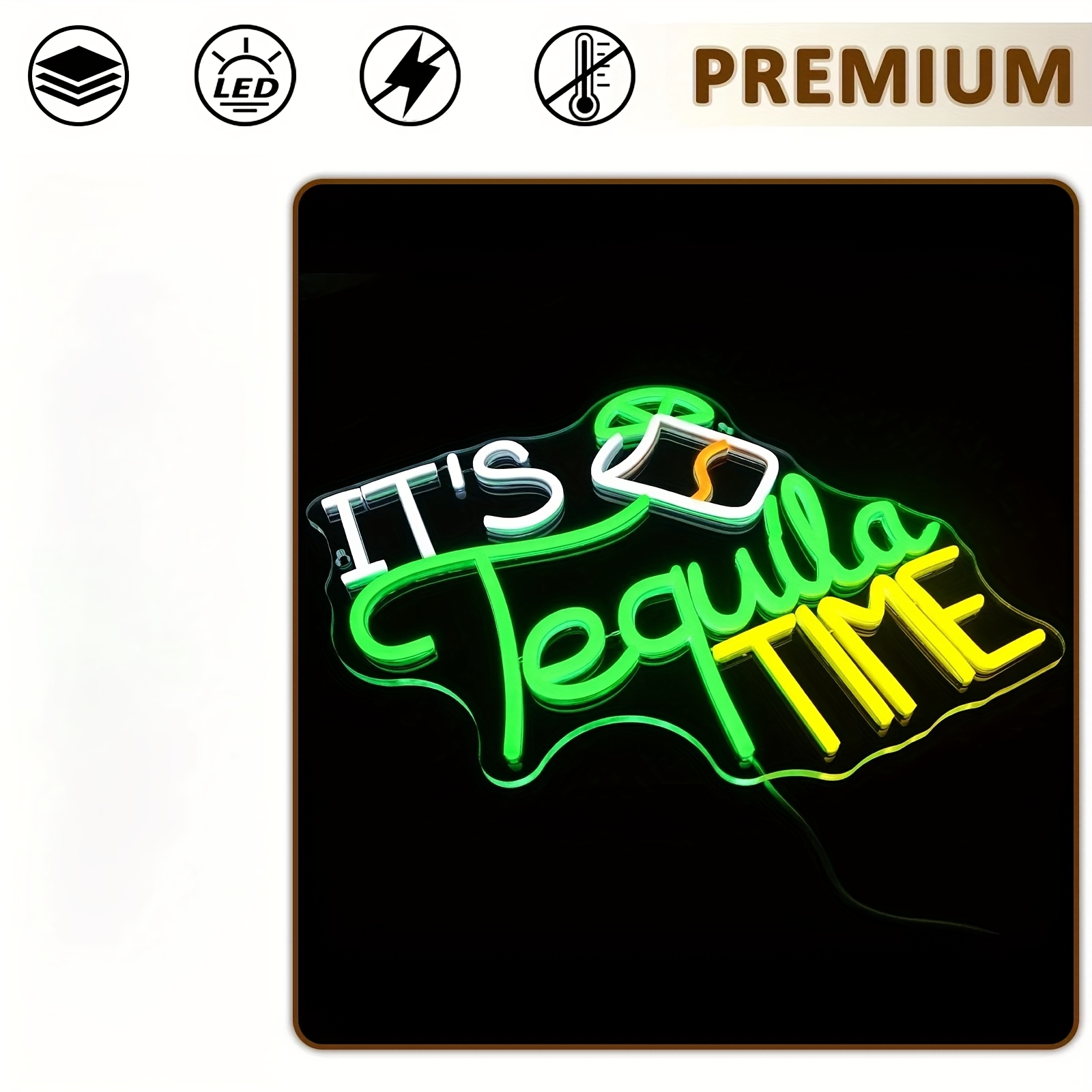 It Is Tequila Time Neon Sign for Wall Decor, Tequila Led Signs, USB Dimmable Neon Lights for Beer Bar Kitchen Restaurant Home Pub Party Man Cave Club 