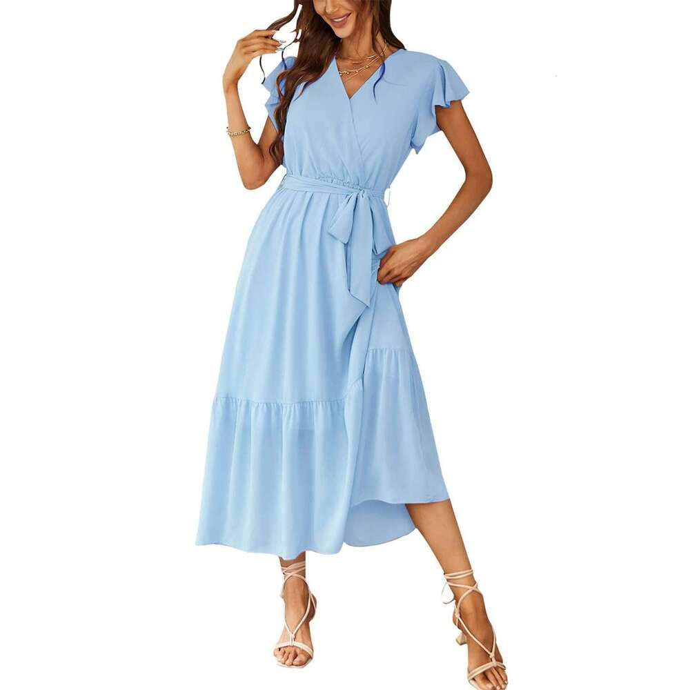 Maxi Dress New Women S Mid Length Summer Short Sleeved Printed Dress Floral Dress
