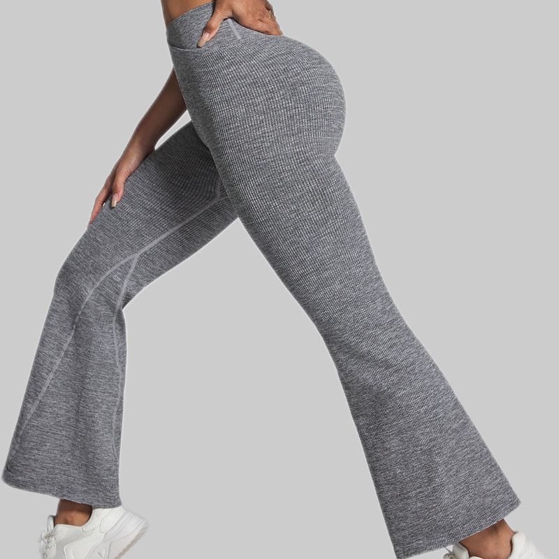 Cross Waist Sports Micro-horn Yoga Pants Seamless Thread Casual Fitness High Waist Hip Lift Sports Trousers