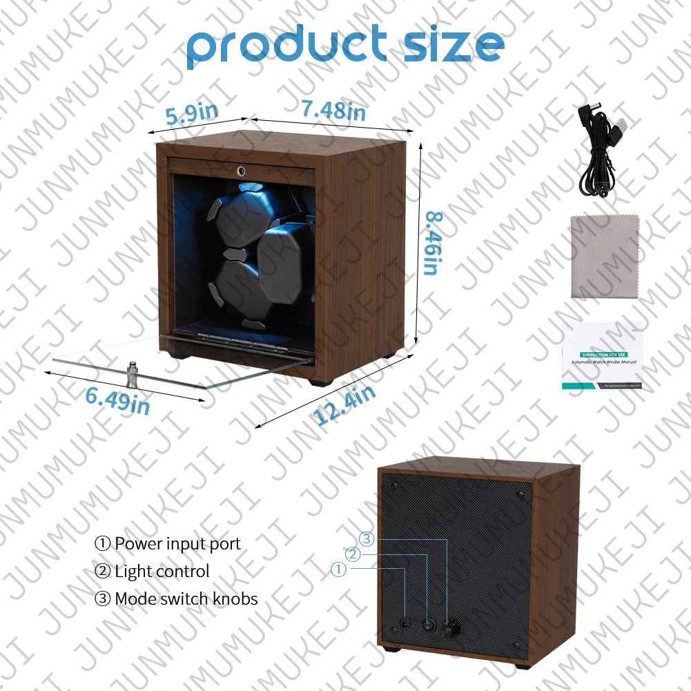 Watch Winder for Automatic Watches Box Storage Dustproof Mechanical Watch Case Black Walnut Wood Safe Mata Box LED Ambient Light 250603