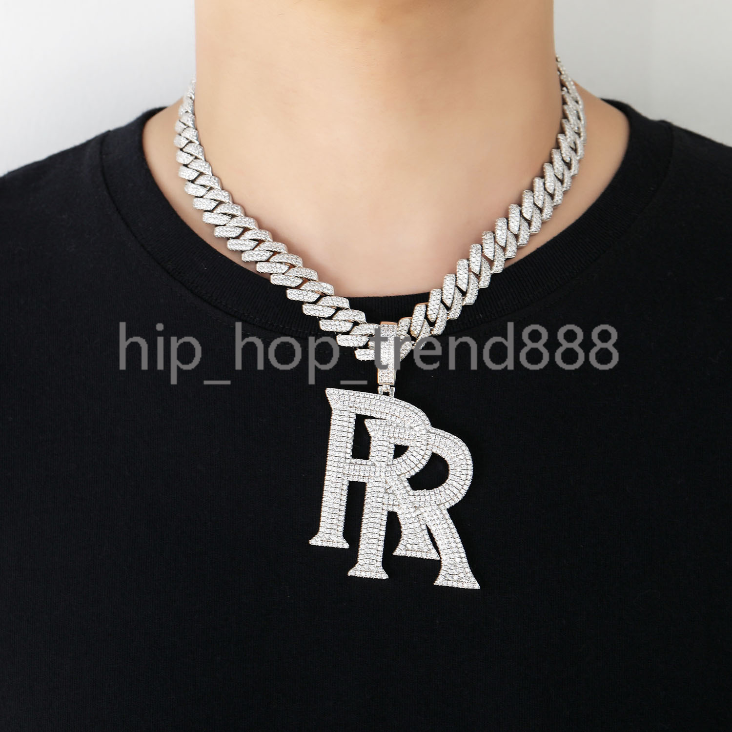 925 Silver Pendant Custom Vvs Letter Name Personality Hip Hop Jewelry Diamond Necklace Street Rapper Men Women