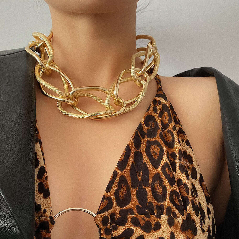 Adornment personality exaggerated hip hop smooth frosted women alloy thick chain necklace decoration