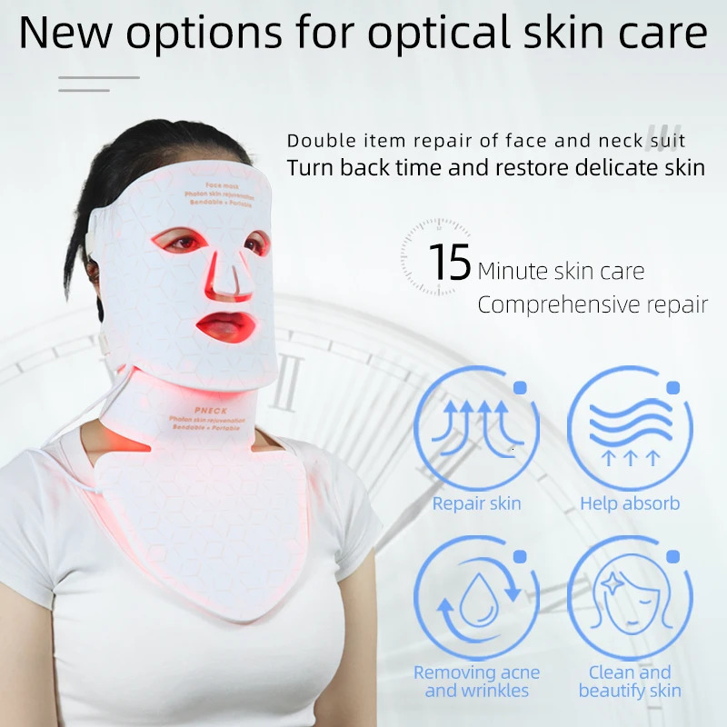 4 Colors LED Light Face Neck Mask Facial Skin Care Device 630nm 850nm Infrared Red Light Mask Skin Rejuvenation 250522