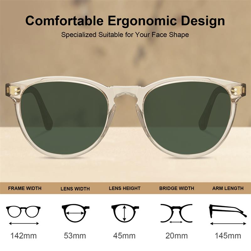 CARFIA Acetate Polarized Sunglasses for Men Trendy Retro Sun Glasses