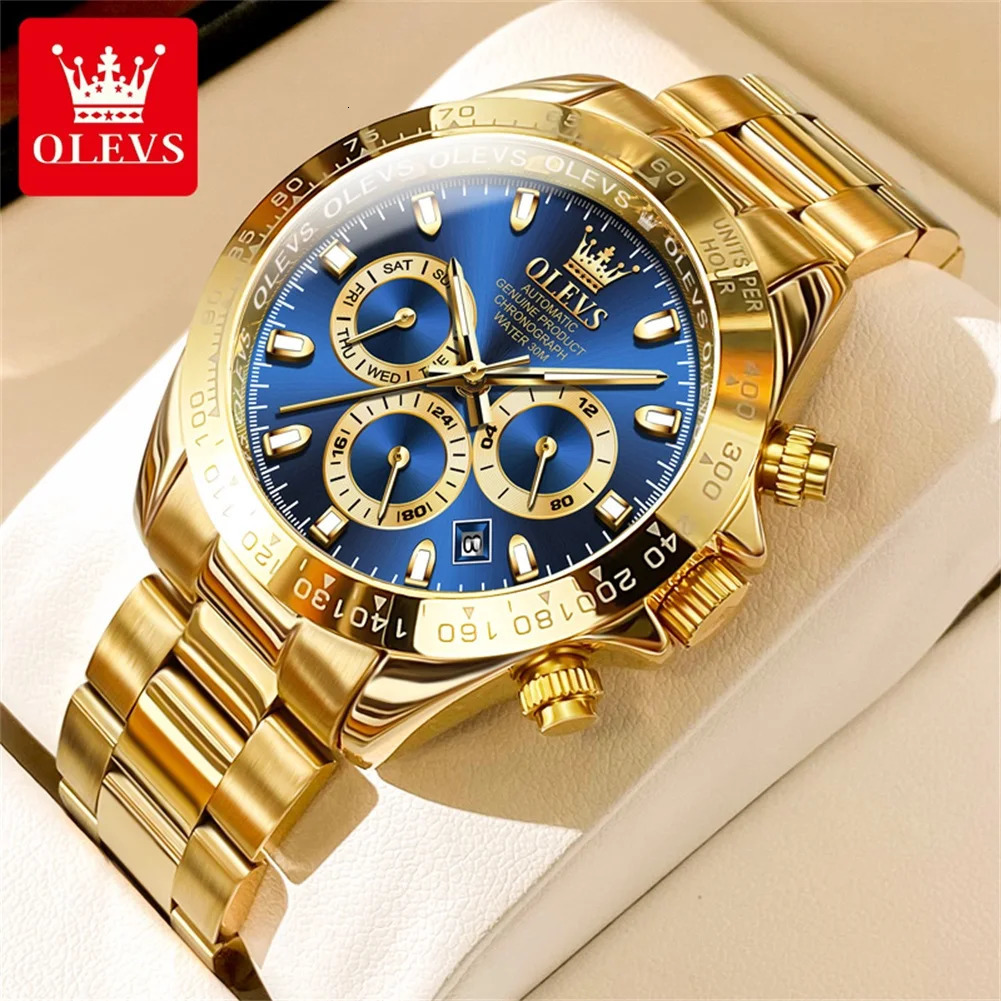 OLEVS 6638 TOP Automatic Mechanical Watch for Men Multi-function Chronograph Date Waterproof Original Watch Men 250603