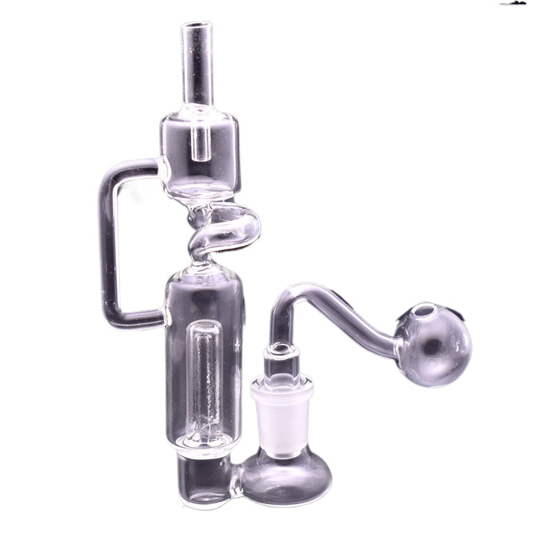 mini Dab Rig Glass Bongs Hookahs Inline Recycler Heady Oil Rigs Gear Diffuser Perc Water Pipes with 14mm male tobacco smoking bowlJoint