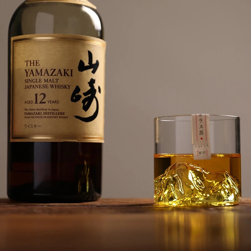 Japan 3D Mountain Whiskey Glass Glacier Old Fashioned Whisky Rock Glasses Whiskey-glass Wooden Gift Box Vodka Cup Wine Tumbler 250517