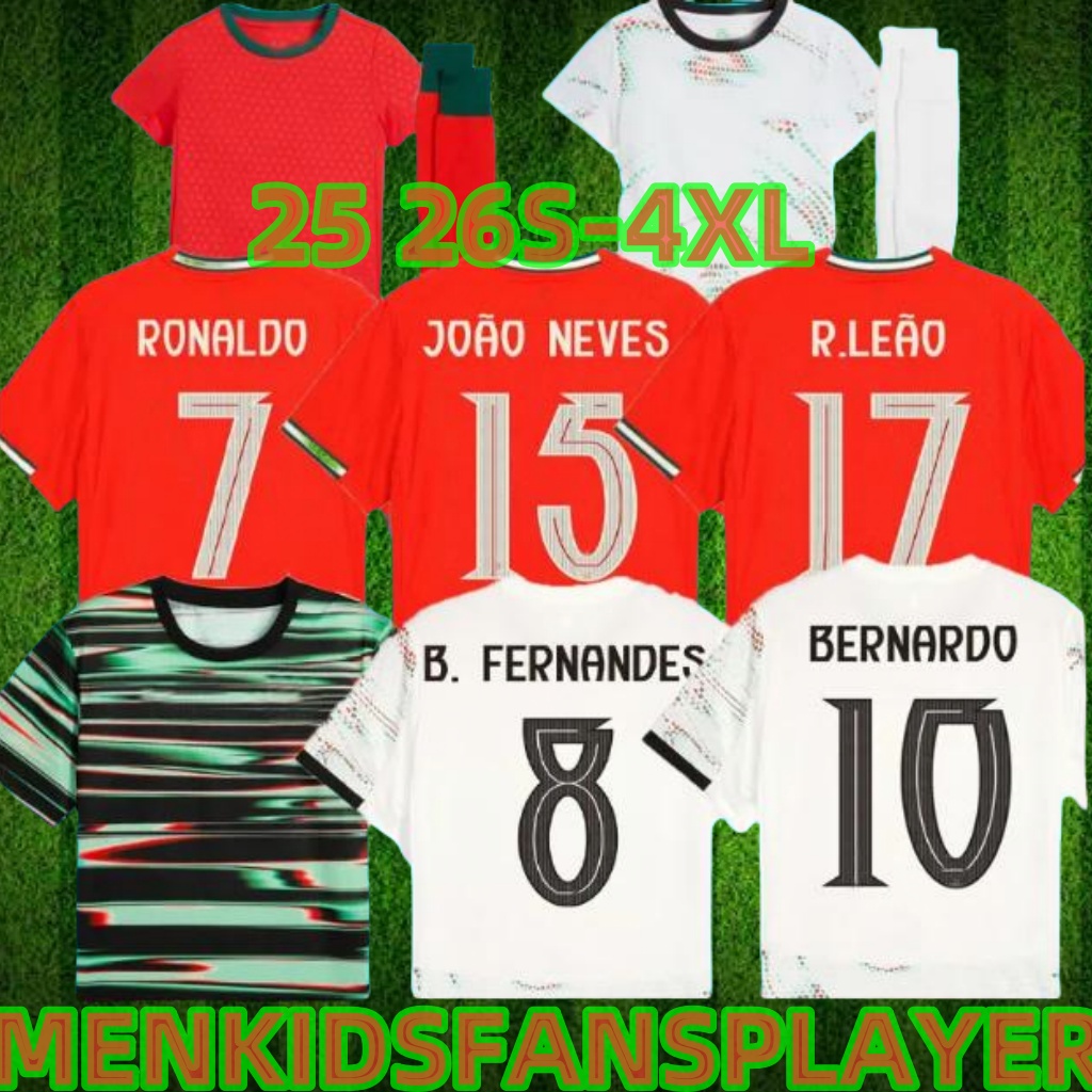 25 26 Portugal Soccer Jerseys FERNANDES Portuguesa 2025 Football Shirts Men Kids Kit B.FERNANDES JOAO FELIX long sleeve fans player version BERNARDO Men's suits
