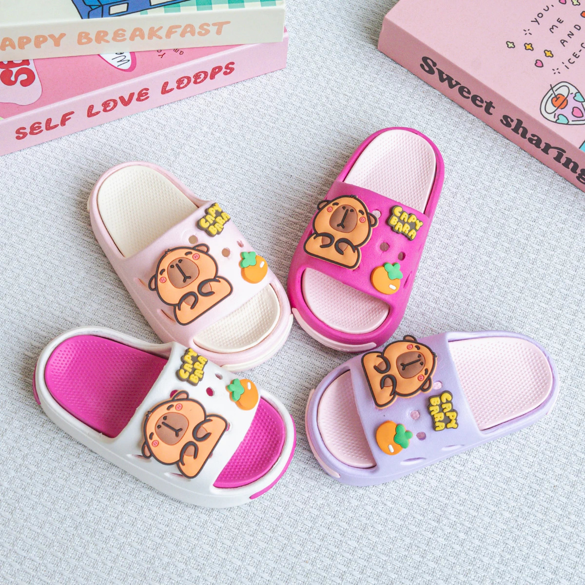 Cartoon Orange Kapibara Versatile Girls Eva Slippers Fashionable Double Soft-Soled Non-Slip Sandals 831 250522