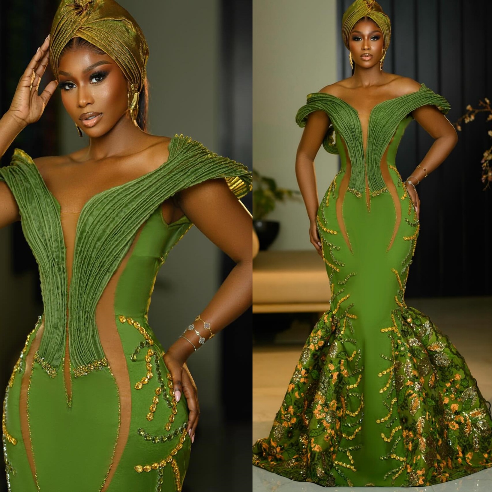 Green Mermaid Prom Dresses 2025 Crystals Appliques Satin Illusion Evening Formal Party Second Birthday Engagement Gowns Plus Size Dress For Special Oc