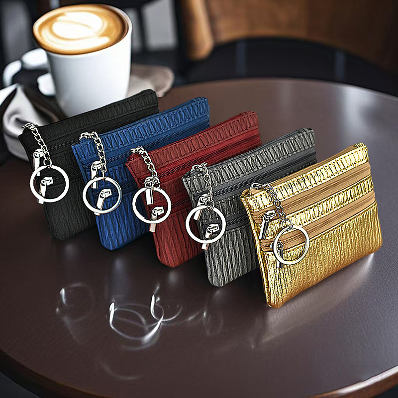 Fashion Zipper Short Women s Wallet Gift Mini fashion Stripe Coin Wallet Multi functional Keychain Small Keybag fashion Designer Men s Keybag Women s 