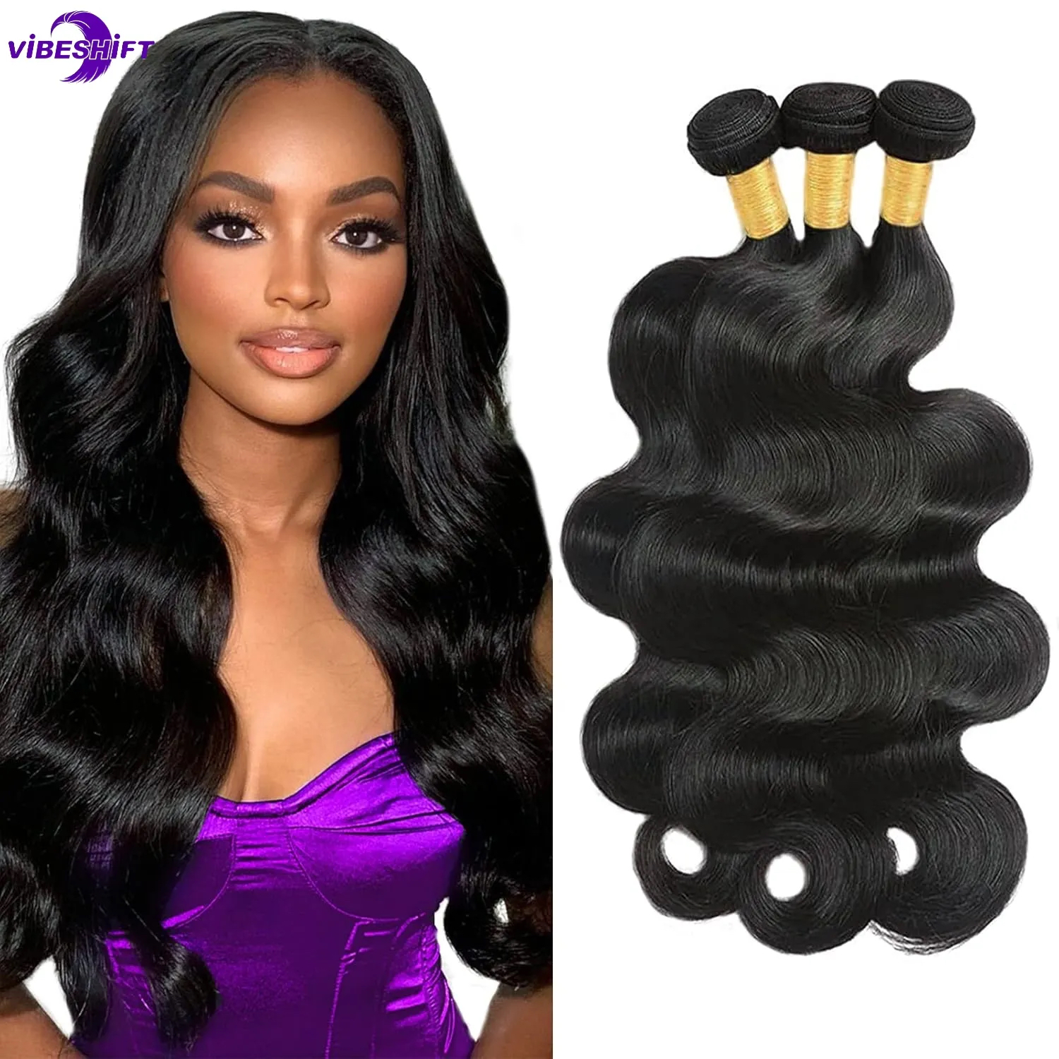 ViBESHiFT 10-26 Inch Straight Hair Body Wave Deep Wave Water Curly Virgin Human Hair Extensions Unprocessed 100% Human Hair Weave Bundles Hair piece f