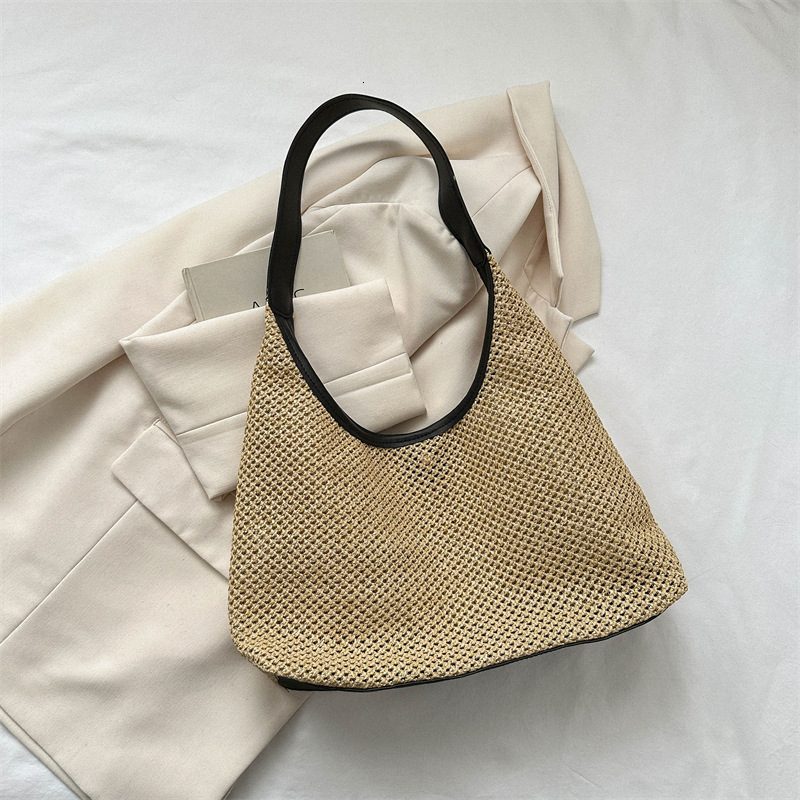 New Fashionable Korean Handbag with Grass Weaving Large Capacity Armpit trend Shoulder Beach Women's Bag Designer Fashion Shoulder Bag