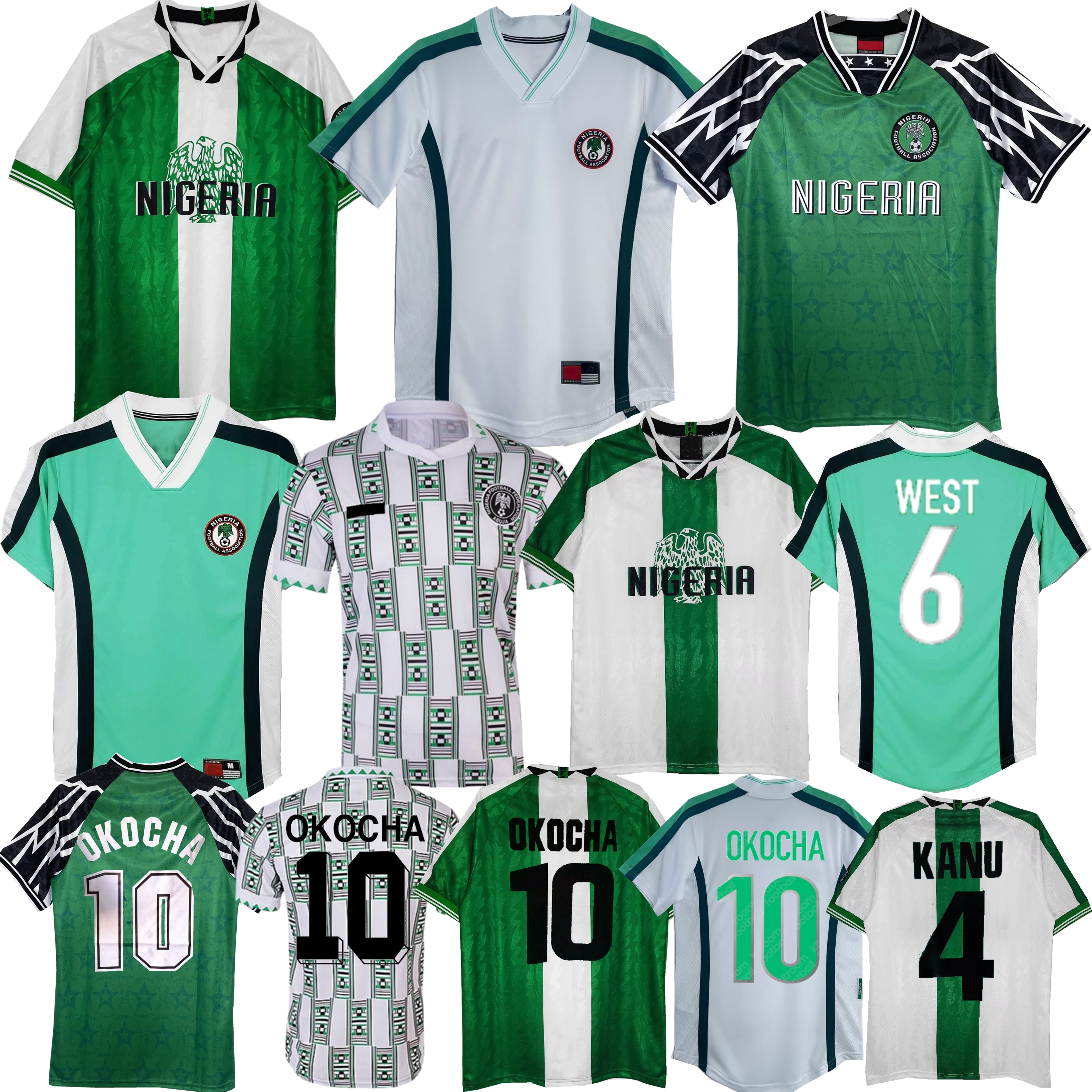 1994 1996 1998 OKOCHA retro soccer jerseys 98 KANU OLISEH YEKINI BABANGIDA WEST Africa Nigerias national team classic vintage football shirt
