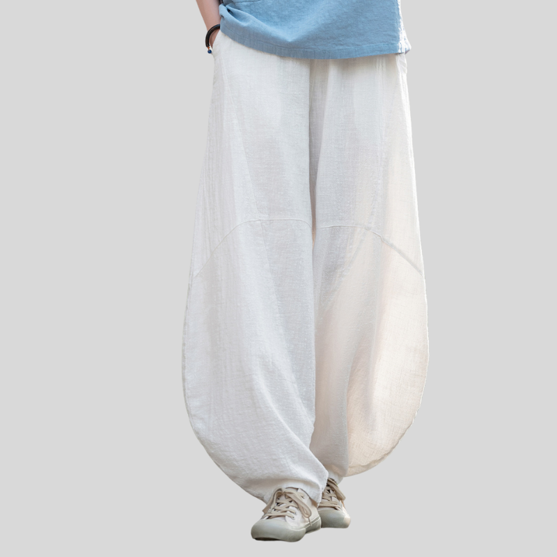 New best-selling high-quality ramie sand fried old loose casual pants women's bloomers literary retro cotton and linen meditation tai chi pants