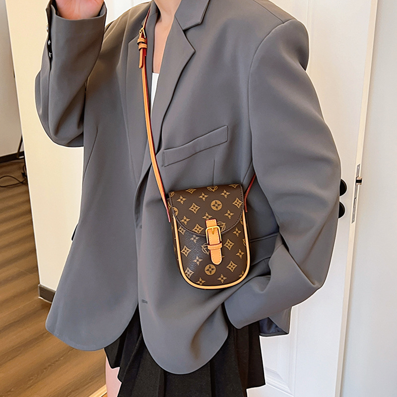 Exquisite mobile phone bag women's new senior sense printed shoulder bag with small square tide cross-body bag