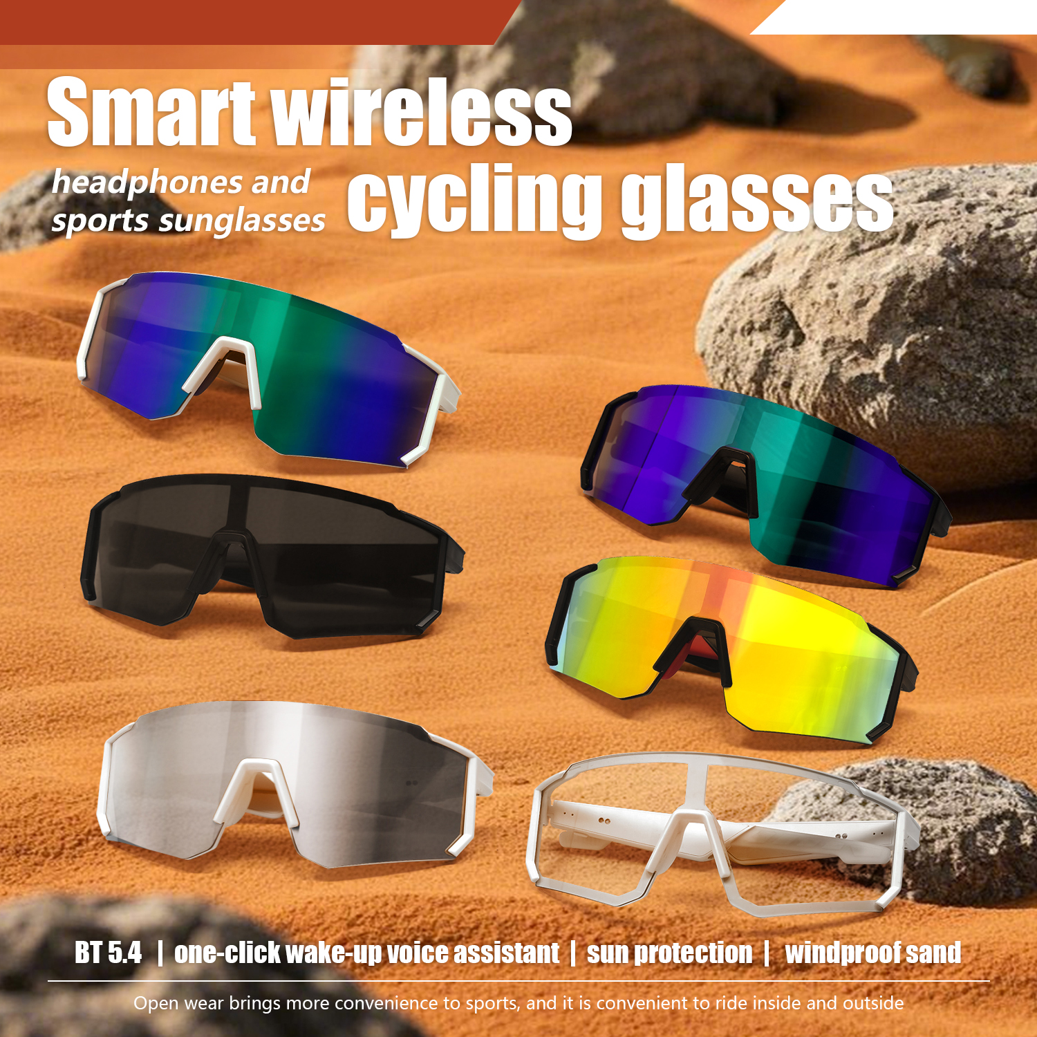 2025 new wind and sand AI smart bluetooth glasses cycling outdoor men sunglasses girls sunglasses cross-border dazzling colors