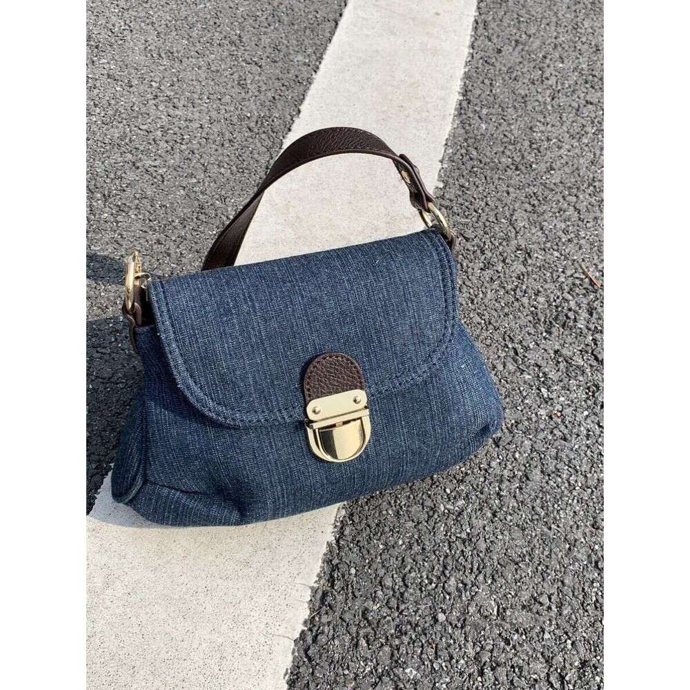 Niche design denim shoulder crossbody 2025 new style lock underarm commuting small square bag