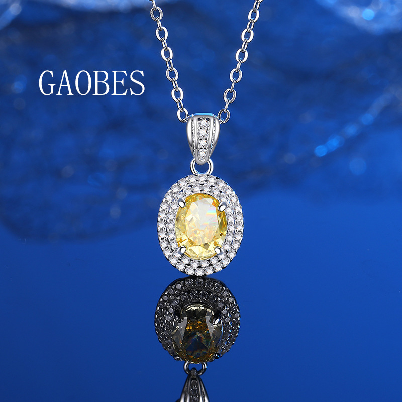 Sparkling 925 Sterling Silver Ice Flower Cut Yellow Diamond Jewelry Set with Necklace, Earrings, and Ring for Women
