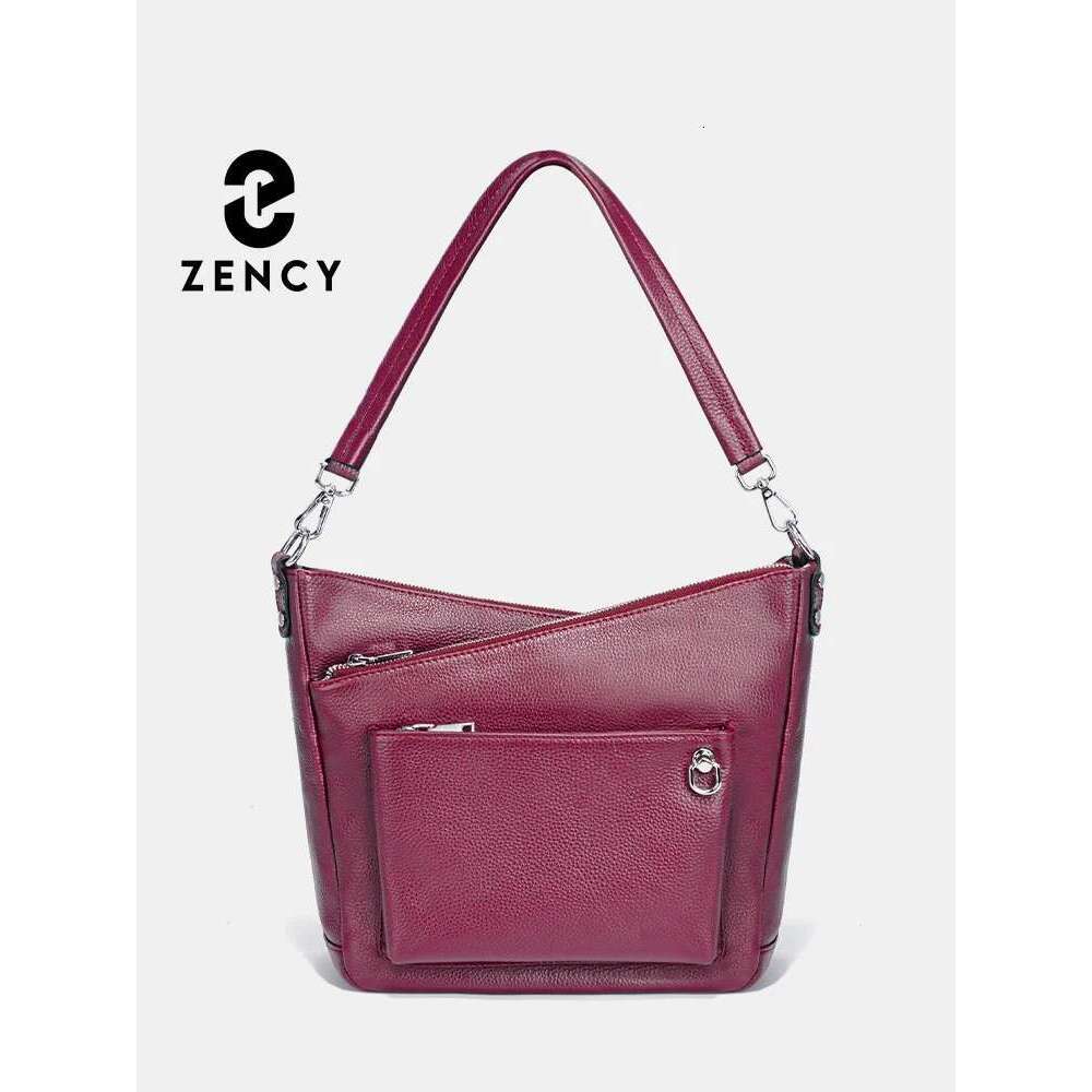 Zency Purple Women's Genuine Leather Handbag Purse Shoulder Designer Tote Shopper Bag Large Capacity Crossbody