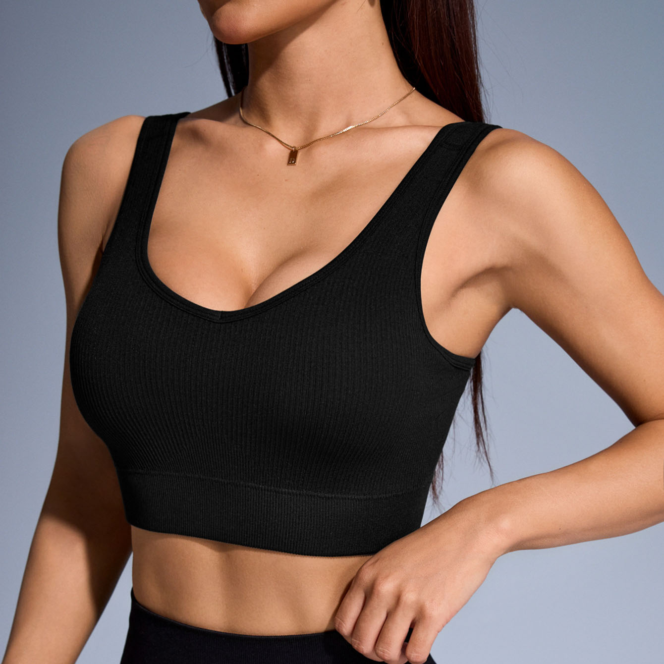 Solid Color Steel-free Seamless Beauty Back Hollow Cross Sports Bra High-strength Breast Collection Yoga Vest