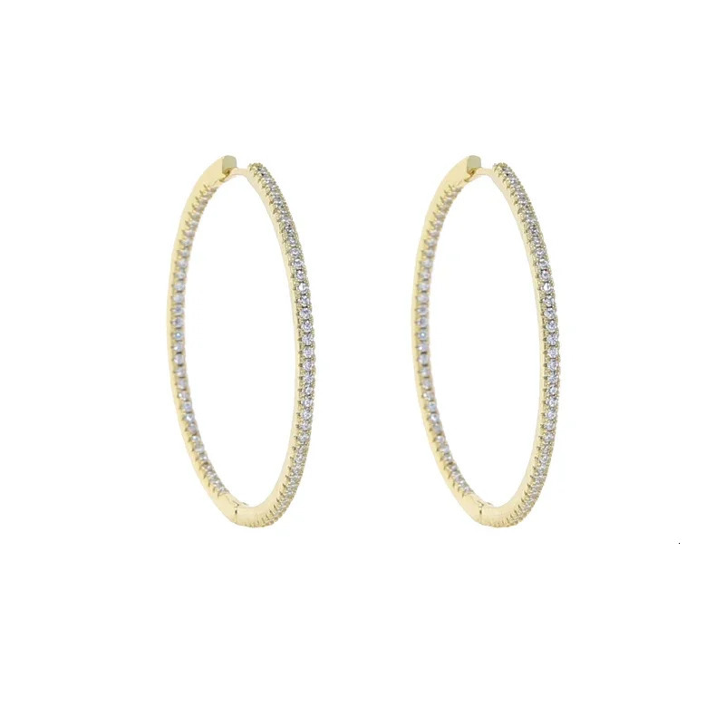 2024 A Pair of 50mm Huggie Big Hoop Earrings Big Size AAAAA CZ Stone with 3 Colors Fashion Jewelry 250519