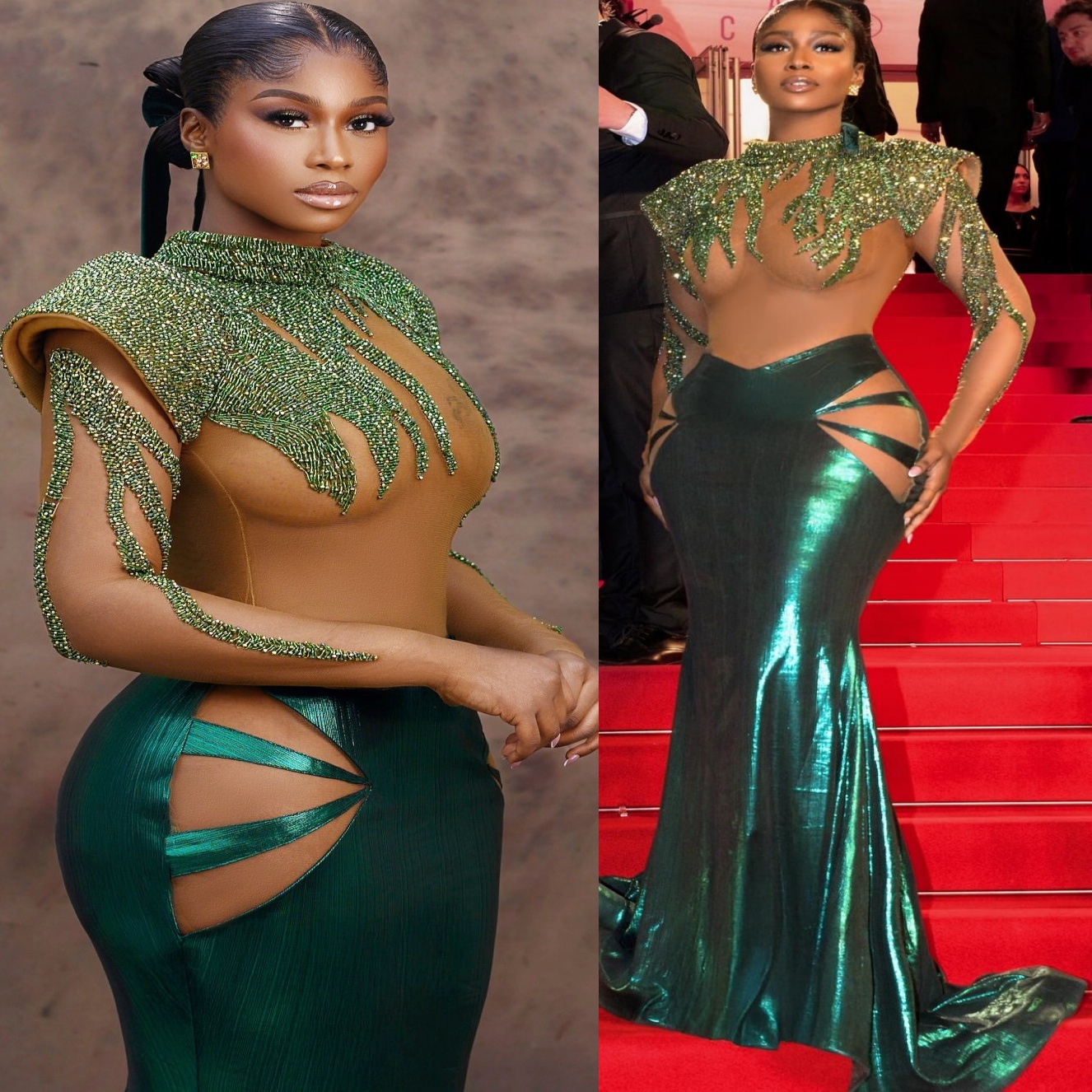 Dark Green Mermaid Prom Dresses 2025 Beaded Illusion Satin Sequined Evening Formal Party Second Birthday Engagement Gowns Plus Size Dress For Special 