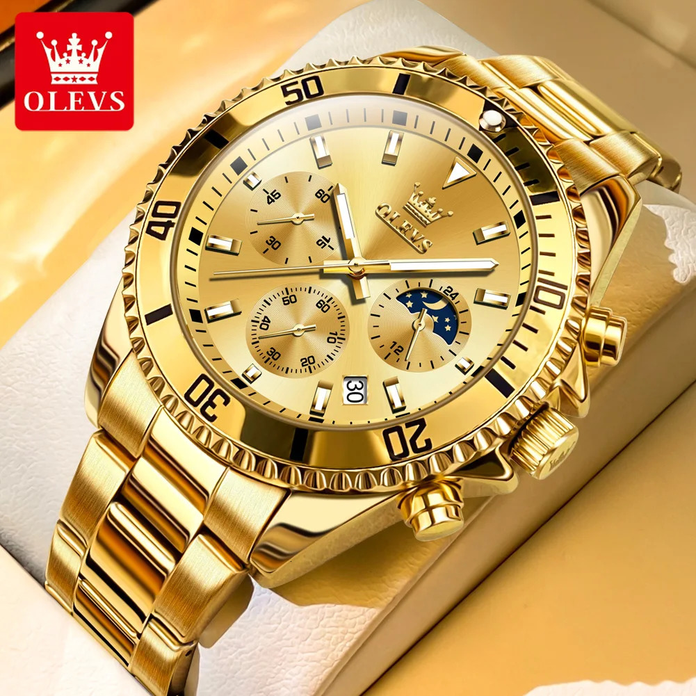 OLEVS Watches For Men Classic with Date Dress Big Face Waterproof Luminous Mens Wrist Watch Stainless Steel Men Watch 250603