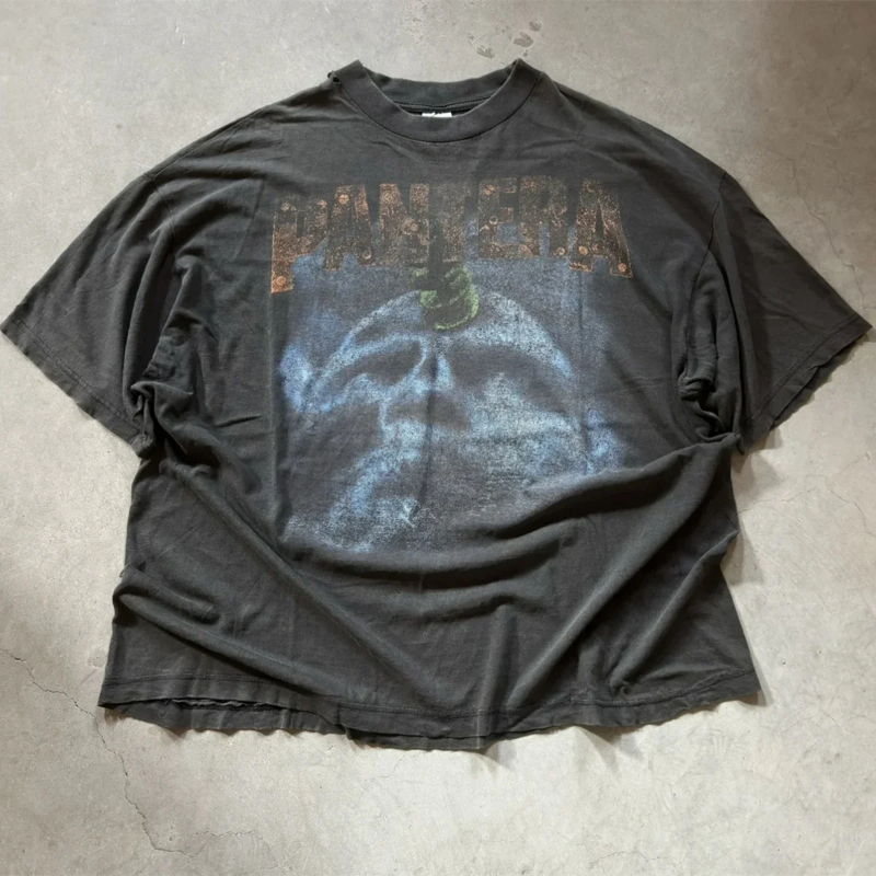 Retro Washed Men Tops Tee Clothing High Quality Cotton Graphic Vintage Streetwear T Shirt For Men