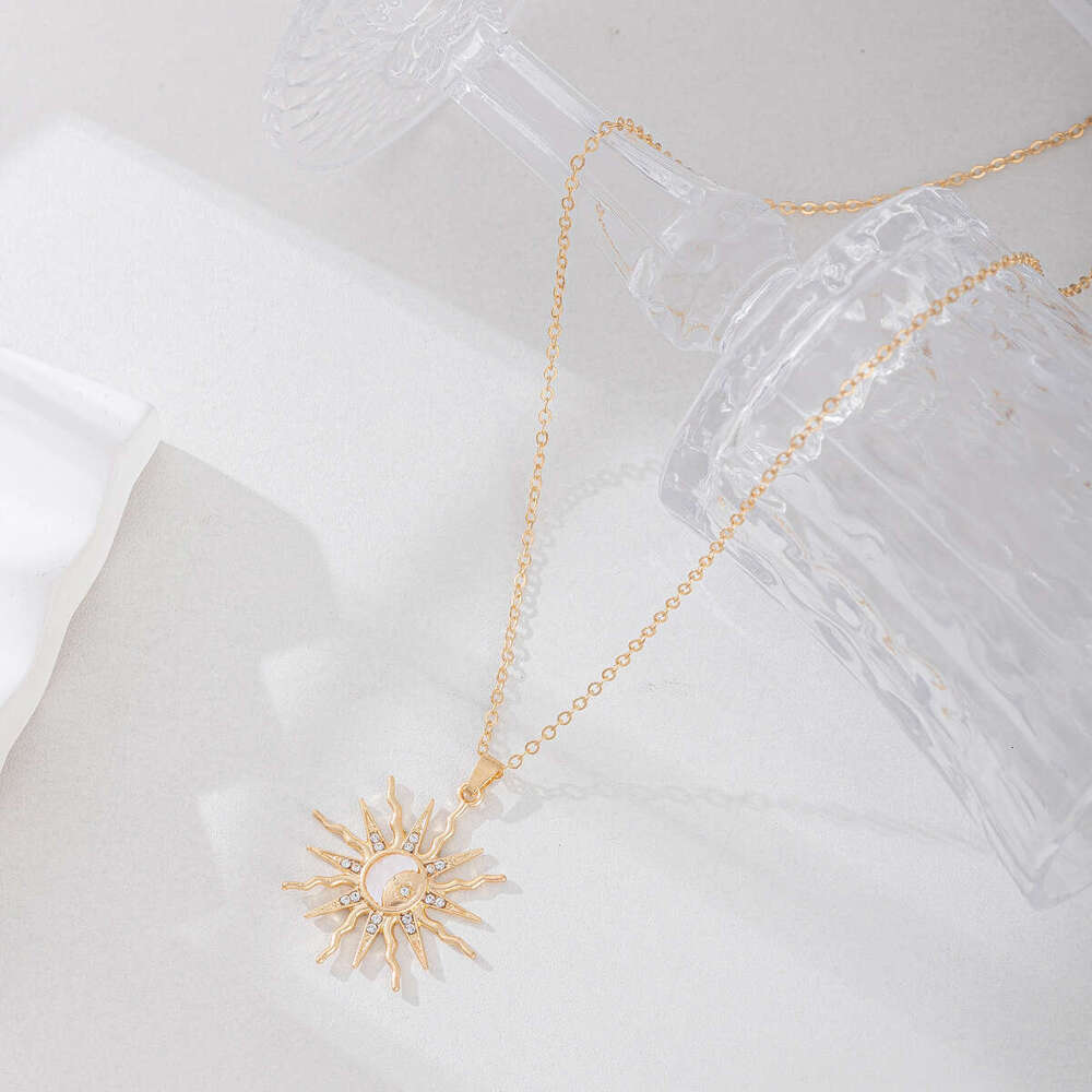 Fashion alloy moon pendant for accessories niche and versatile sun set star necklace