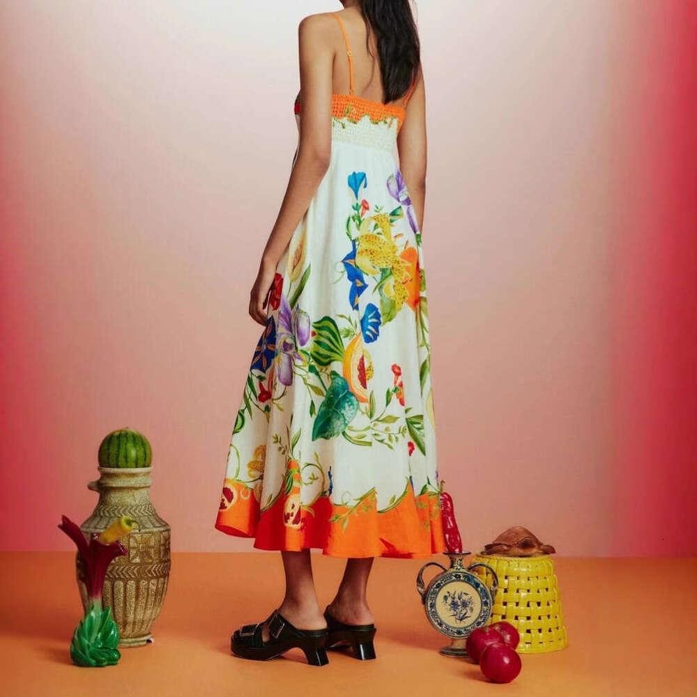 Maxi Dress Summer New Casual Long Skirt Beach Style Printed Large Pendant Dress For Women Floral Dress