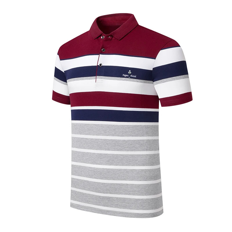 Summer Men Classic Striped Polo Mens Cotton Short-Sleeved Embroidered Business Casual Polo Shirt Male Drop 250519CJ