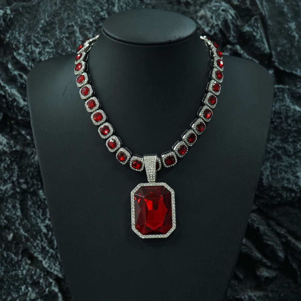 Hot selling color alloy pendant paired with colorful Cuban necklace hip hop cool necklace