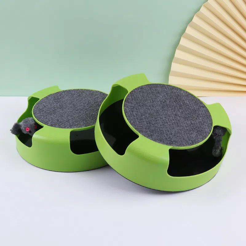 Interactive Rotating Cat Toy with Mouse for Claw Sharpening