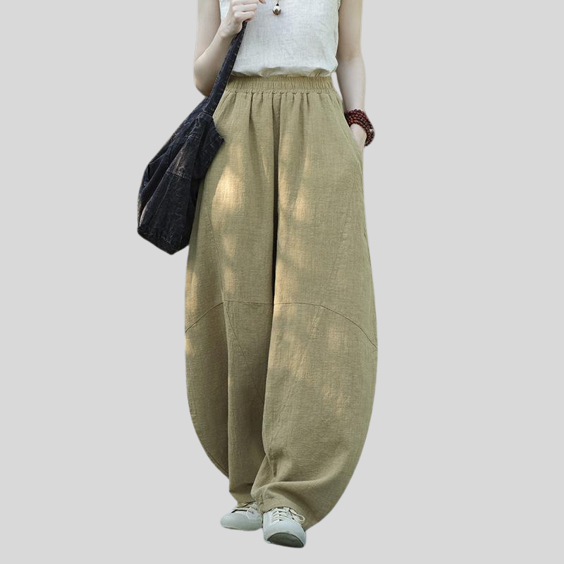 New best-selling high-quality ramie sand fried old loose casual pants women's bloomers literary retro cotton and linen meditation tai chi pants