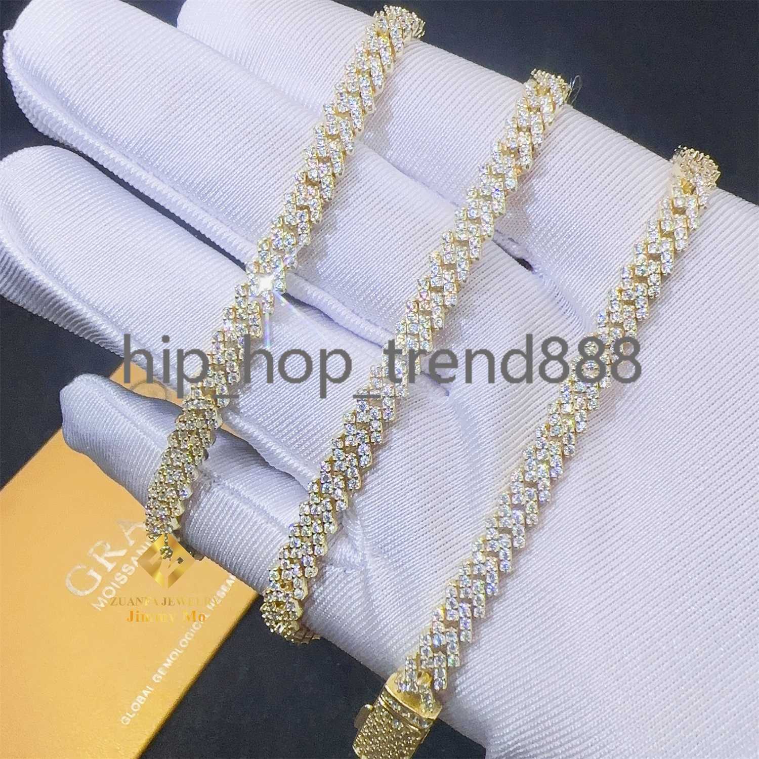 925 Silver Necklace Men's Cuban Chain Jewelry Moissanite Gra Certificate Passed Diamond Tester