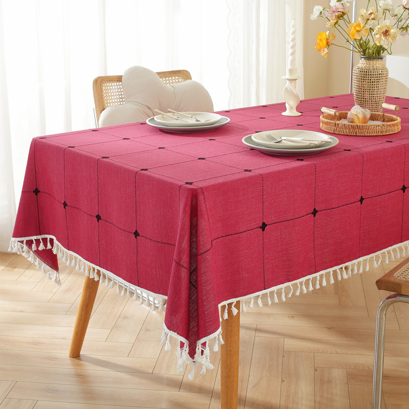 A663 American country retro tablecloth cotton linen style jacquard fabric flower and bird table cloth thickened coffee table cloth TV cabinet cover