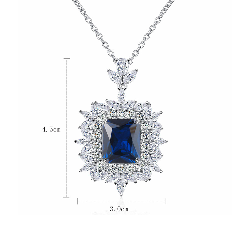 Luxury 925 Sterling Silver Necklace for Women with Green Gemstone and Diamond-Set Pendant, Fashion High-End Design