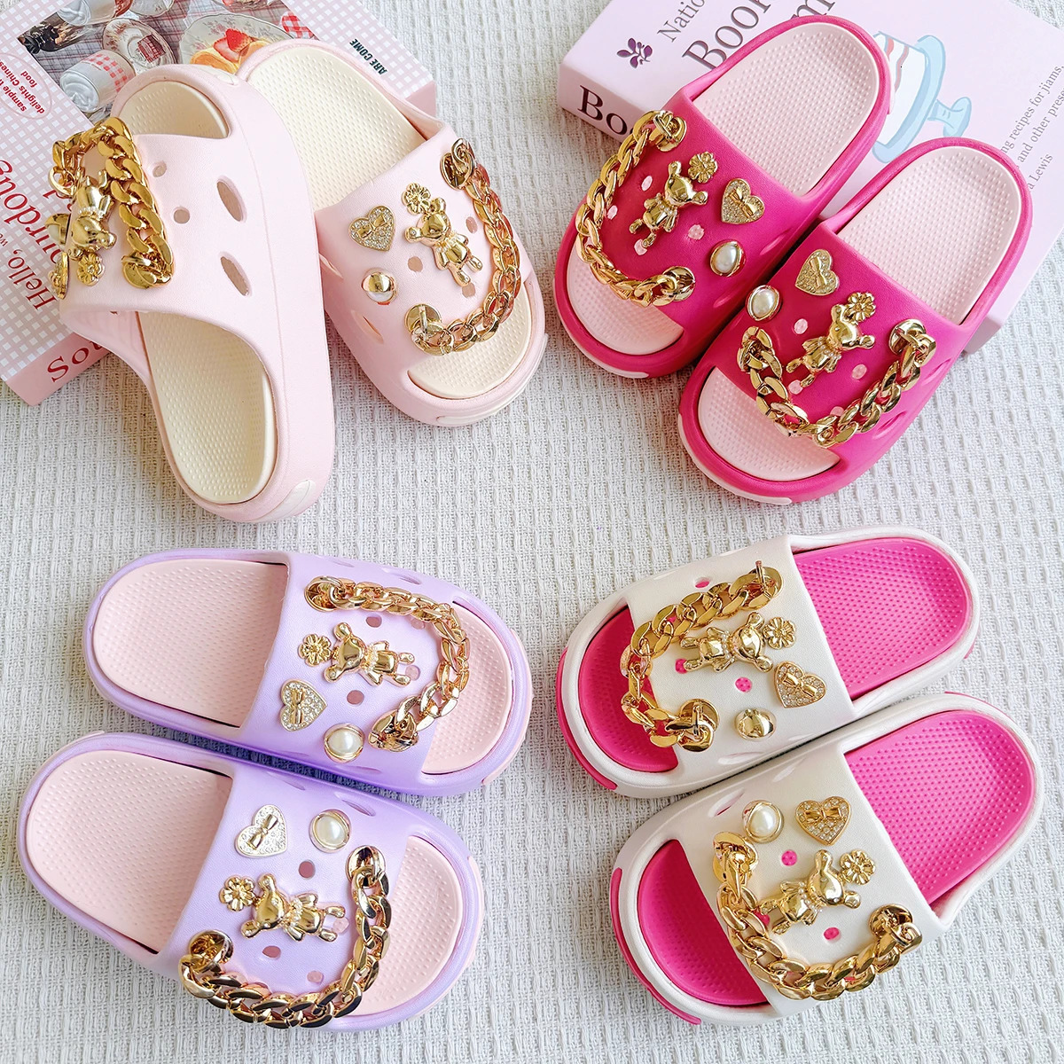 Cartoon Golden Bear Versatile Girls Eva Slippers Fashionable Double Soft-Soled Non-Slip Sandals 831 250522