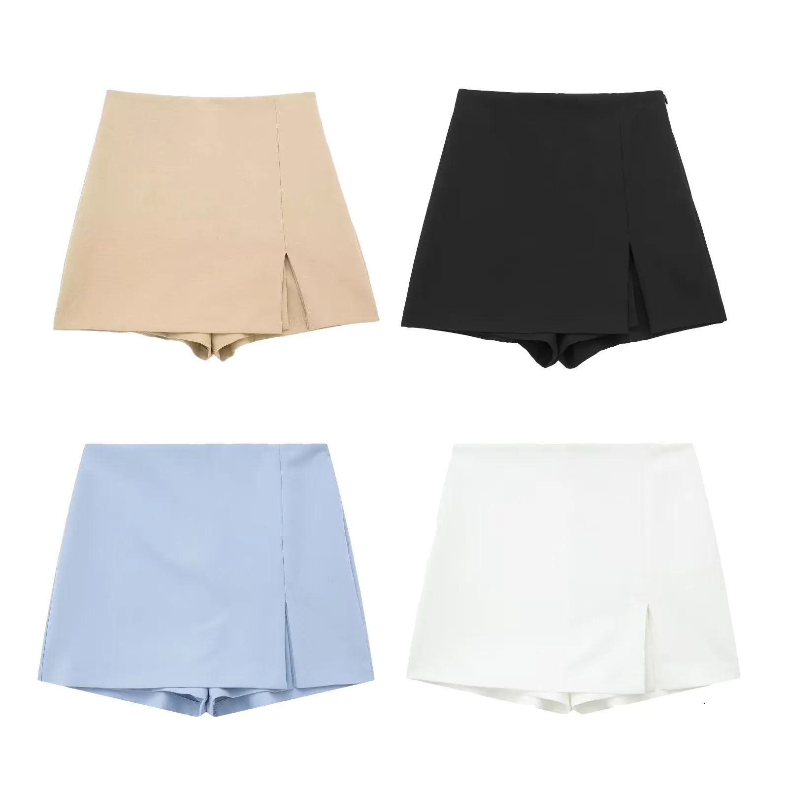 High Waist Wrapped Short Skirt Y2K Streetwear Asymmetrical Skorts Spring Summer Basic Solid Casual Office Mini 250516Z