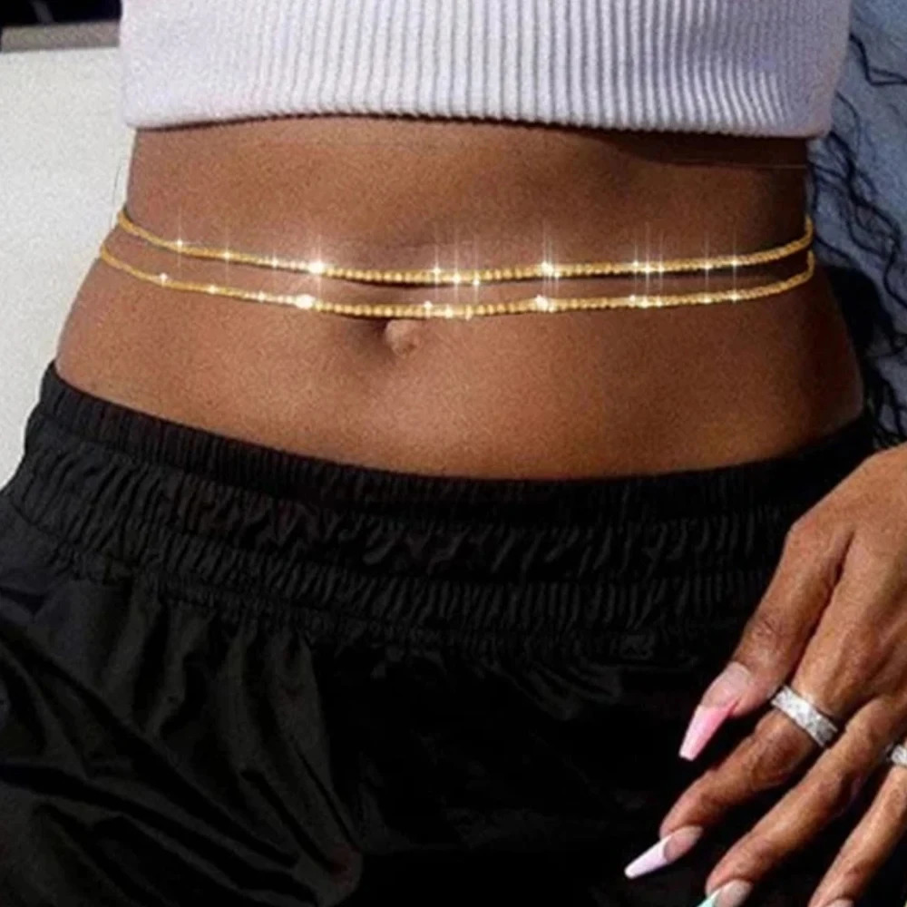 Stonefans Decor Layered Waist Chain Jewelry Crystal Y2k for Women Fashion Party Sexy Belly Dancer Costume Accessories 250519