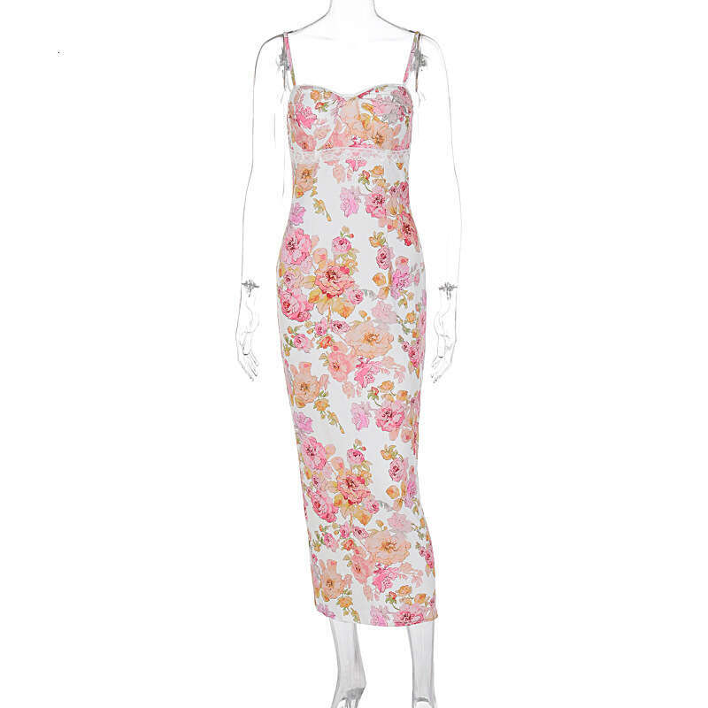Maxi Dress Wind Women S Clothing Summer New Fashion Print Slim Fit Backless Camisole Dress Floral Dress