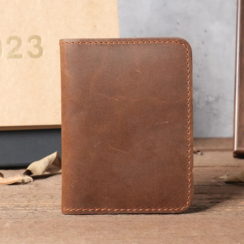 Handmade Leather Card Holder for Credit Card and Driver License Desinger Bifold Card Wallets License 7.5x10.5cm 250521