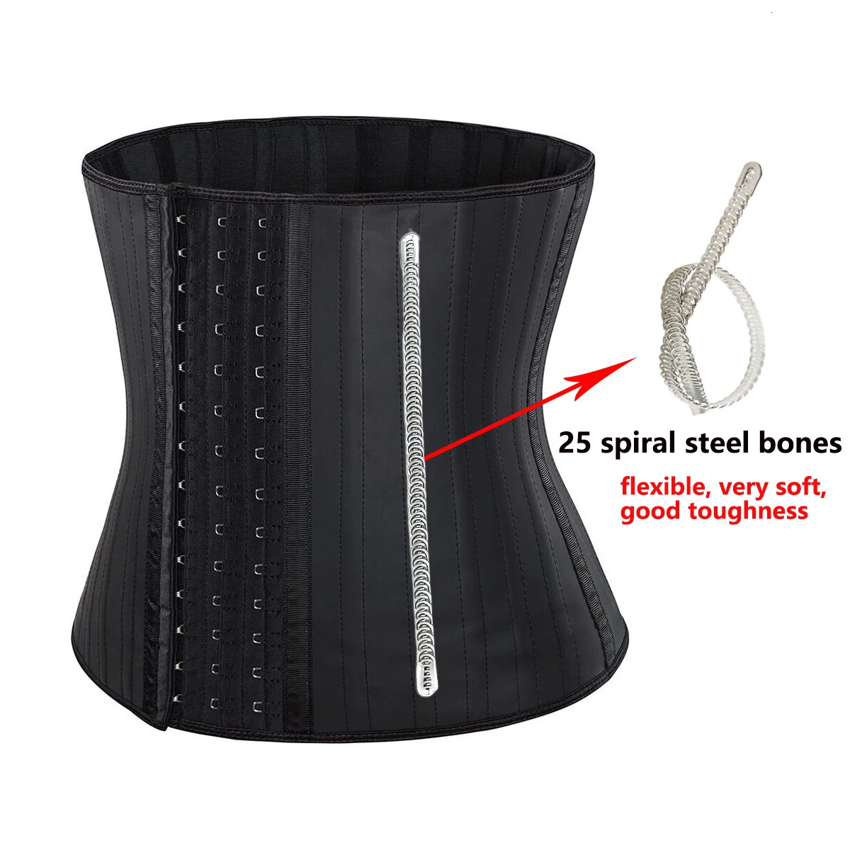 25 Steel Bones Latex Waist Trainer Hook And Eye Corset Fajas Belt Cincher Underbust Korset 250519