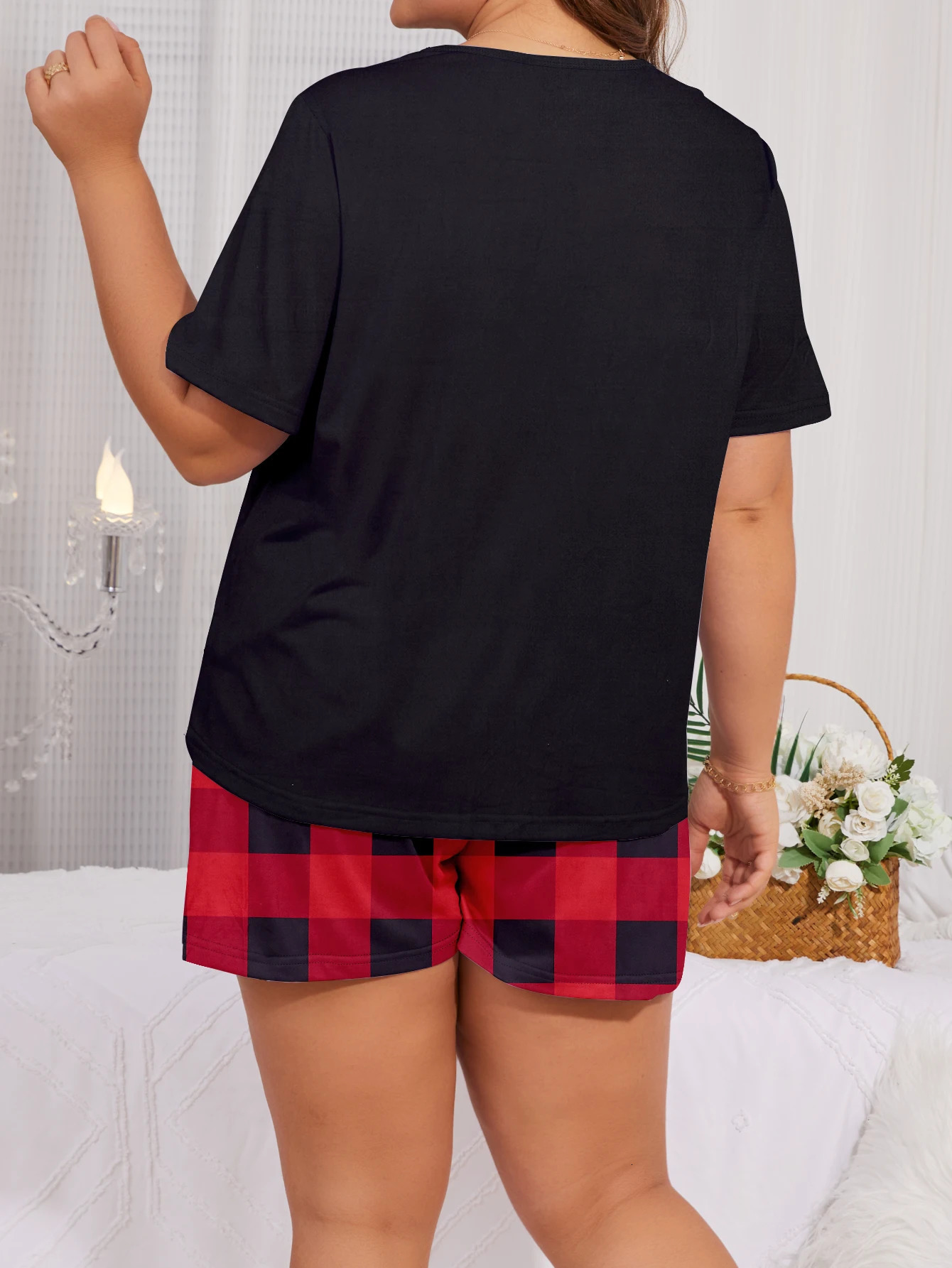 Plus size pajama set short sleeved shorts home clothing milk silk 2024 250513Z