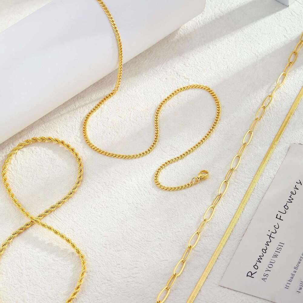 Women's gold/sier stack, 14K gold/pure sier plated simple layered necklace, stackable multi-layer pearl cross plate circular pendant Cuban herrin