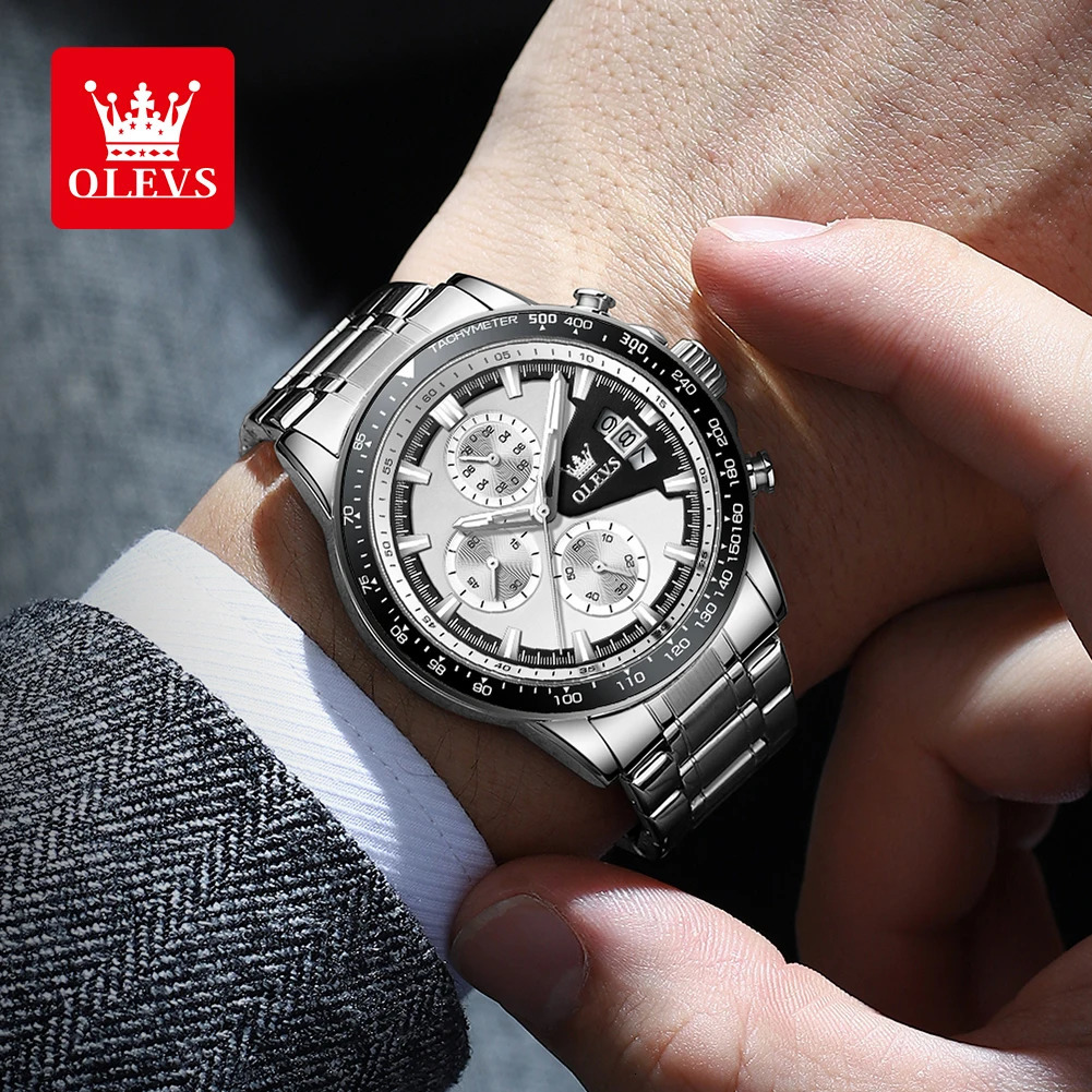 OLEVS TY705 Mens Watches Chronograph Stainless Steel Waterproof Business Multi-functional Original Exclusive Wristwatch for Men 250603