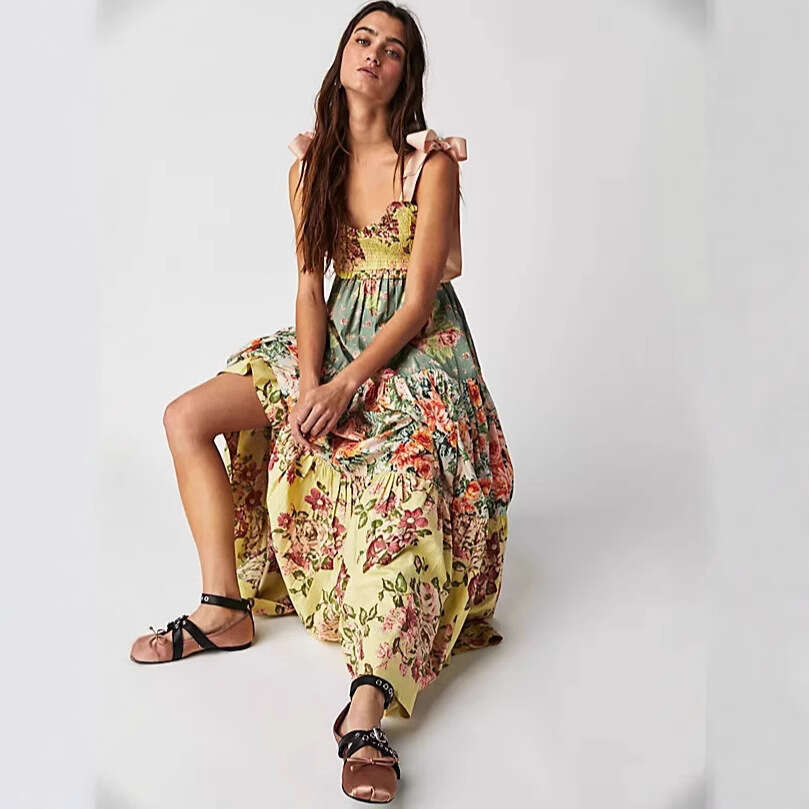 Maxi Dress Year Summer New French Fashion Slim Fit Women S Printed Camisole Dress Floral Dress